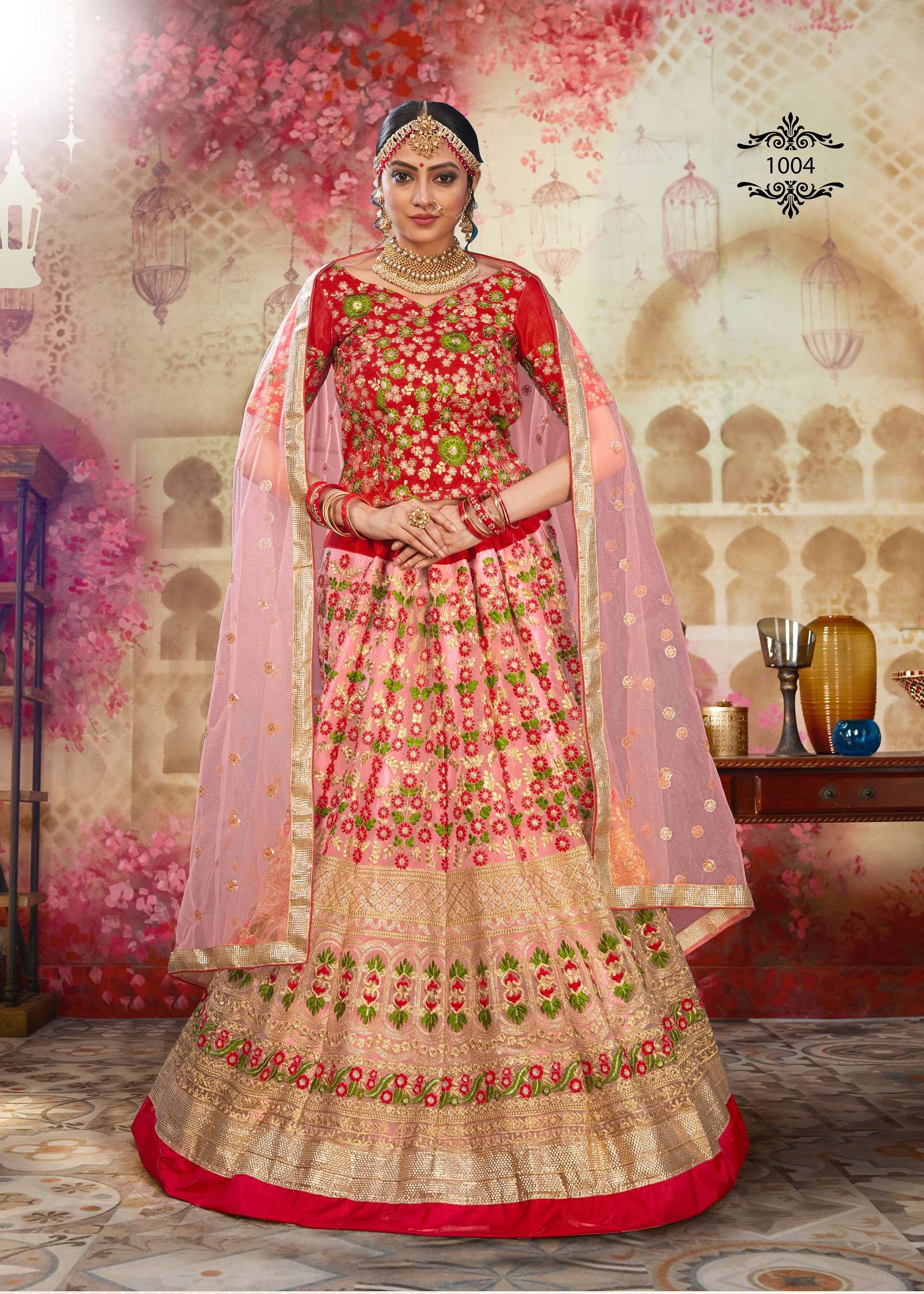 LOVELY LIGHT PINK COLOR HEAVY DESIGNER BRIDAL WEAR FANCY LEHENGA